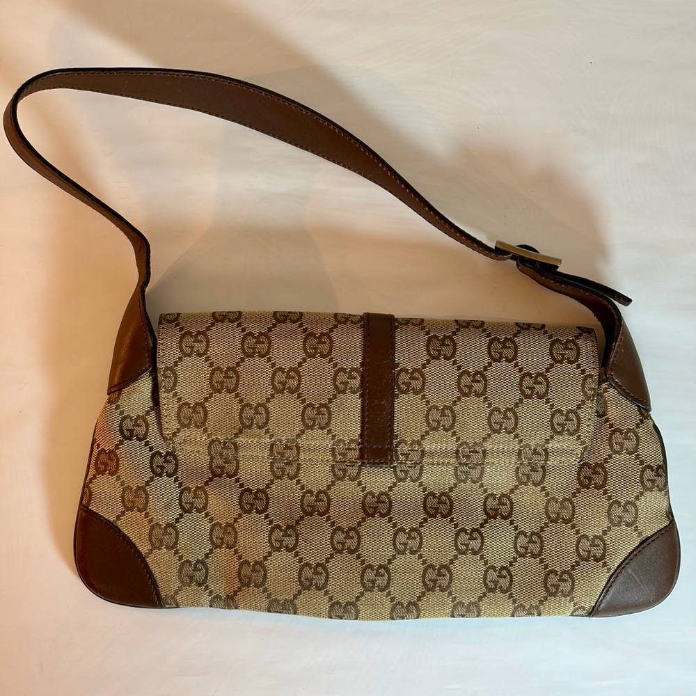 Vintage Gucci, Jackie O Bag GG Supreme Canvas & Brown Leather Bag UNISEX - Picture 2 of 13